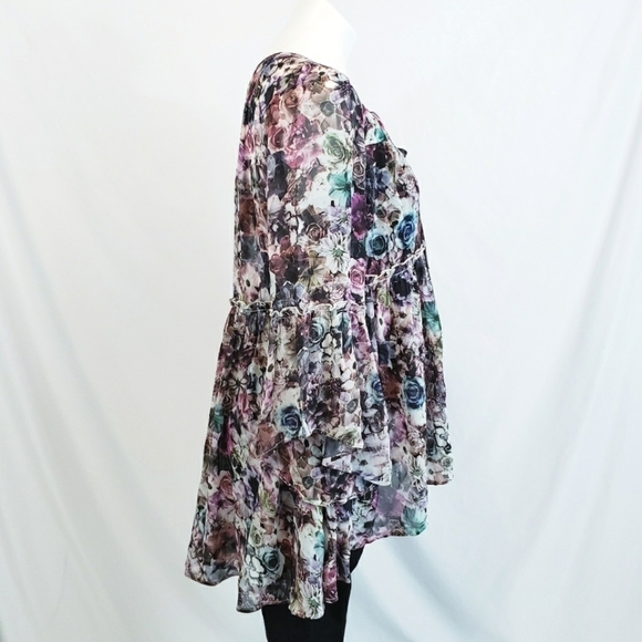 NWOT Jessica Simpson Maternity Floral Semi Sheer Peasant Blouse - Picture 5 of 11